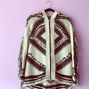 Free People Aztec Fringe Cardigan Sweater | XS